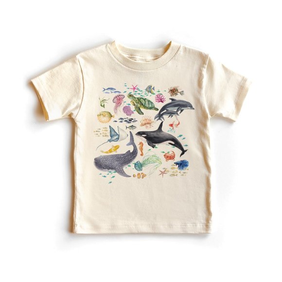 Aurlex Tees Other - Under The Sea Toddler & Youth Shirt - Cute Ocean Creatures Natural Graphic Tee